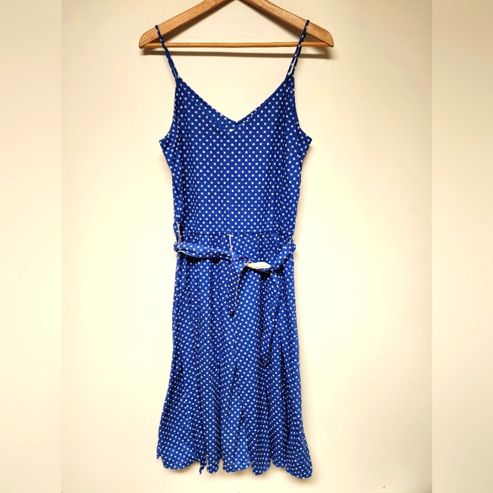 Vintage Jordache Blue Spaghetti Belted Dress Excellent Condition